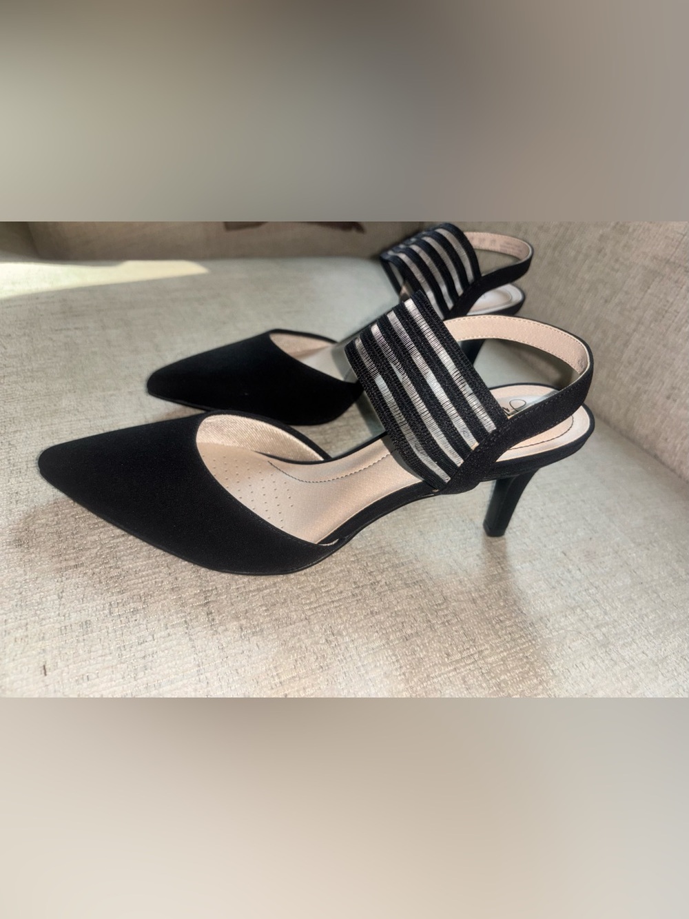 LifeStride Soft System Black Pointed Toe Slingback Heels 8.5 Office Work Pumps - Picture 6 of 10